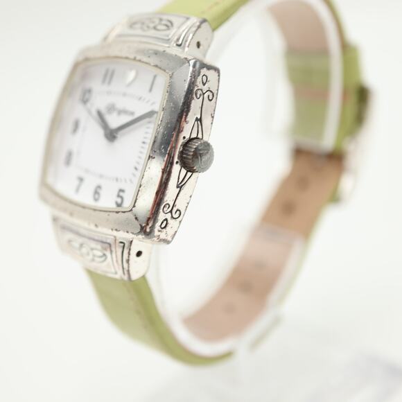Brighton Orchard Womens 30mm Square Watch Green Leather Strap with New Battery - Picture 8 of 13
